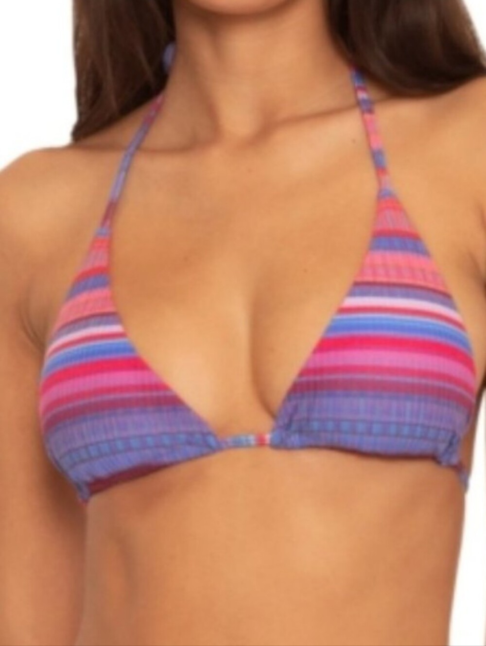 BECCA Stripe Therapy Reversible Triangle Bikini TOP ONLY Size Medium NWT